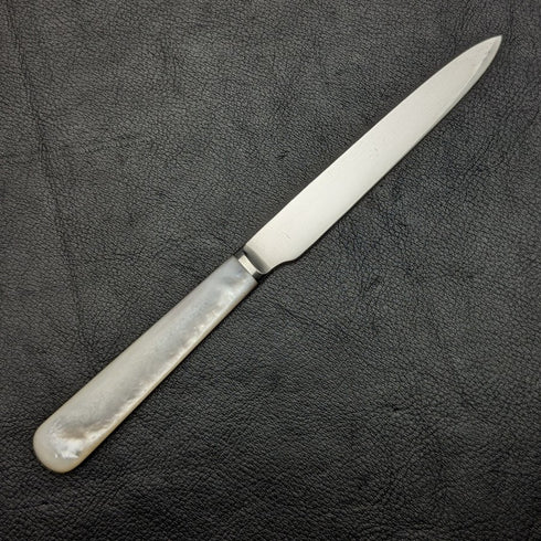 1915 British Antique Fruit Cutlery Set Sterling Silver Blade White Pearl Shell Handle BOX②